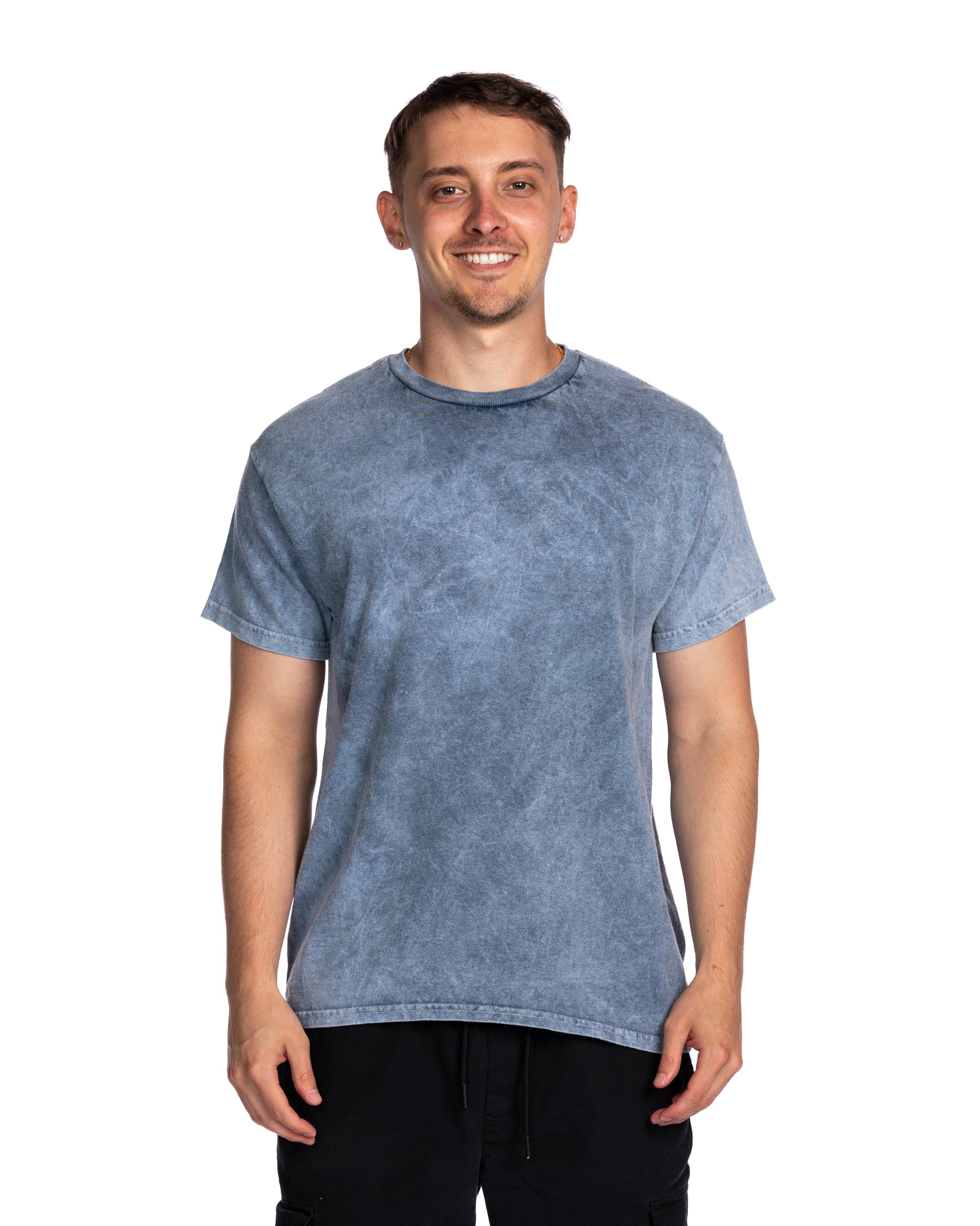 Denim Blue Mineral Wash Tee - Wholesale eco-friendly from Dyenomite Apparel Wholesale, United States