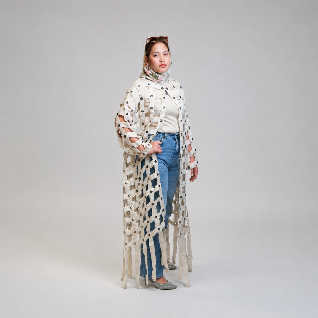EFAAR Eyelets Lattice Abaya - Wholesale luxury from EFAAR, United Arab Emirates