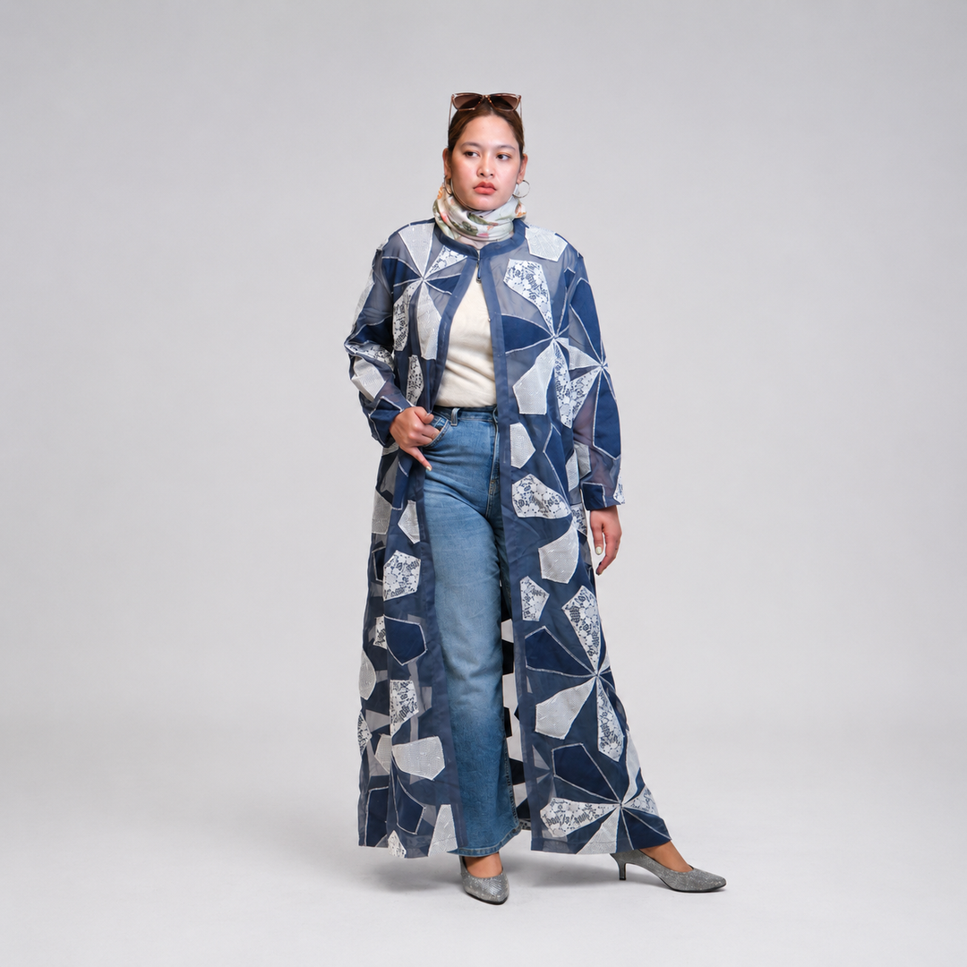 EFAAR Indigo Mosaic Abaya - Wholesale luxury from EFAAR, United Arab Emirates