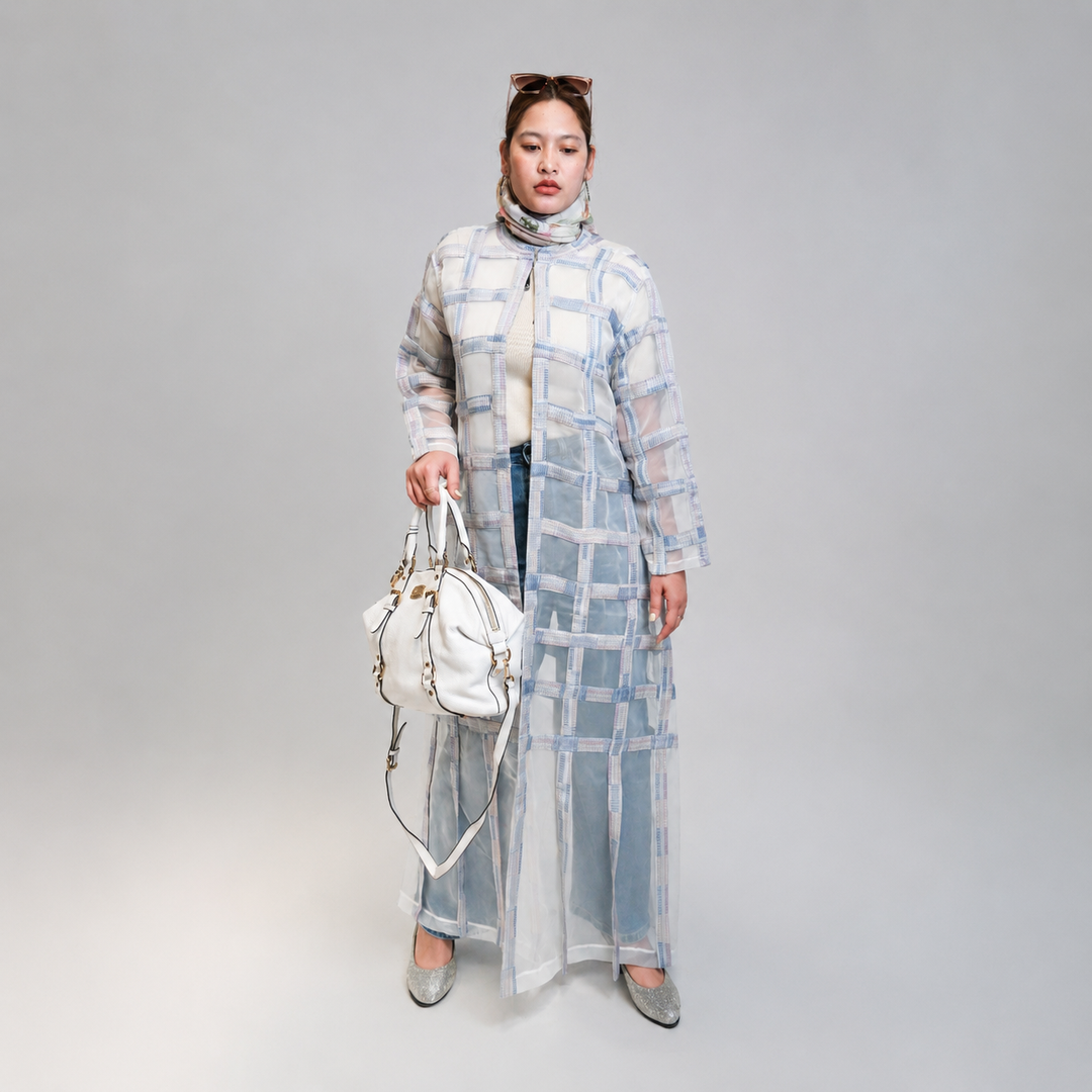 EFAAR Soft Gridwork Sheer Abaya - Wholesale luxury from EFAAR, United Arab Emirates