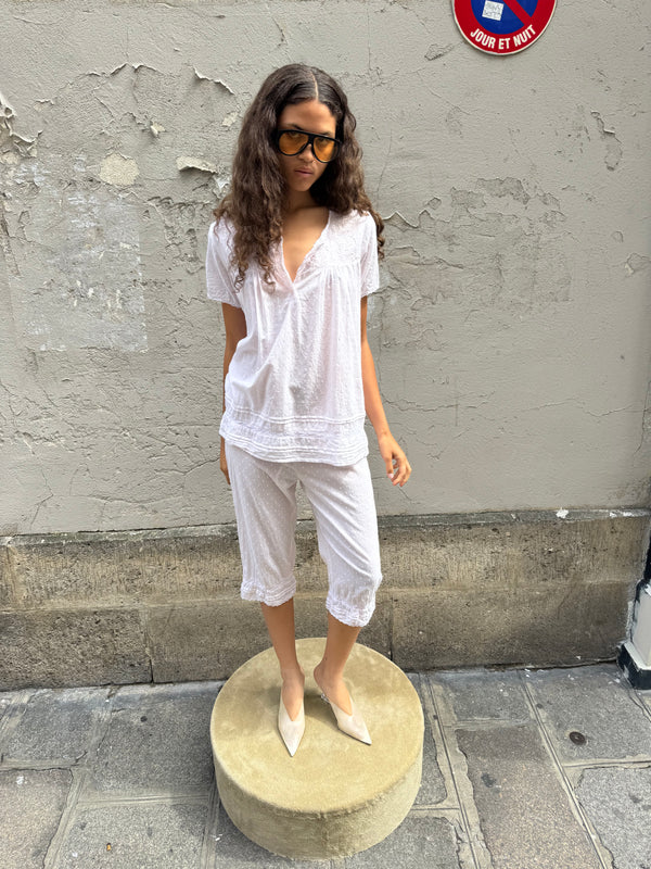 Embroidered cotton set - Wholesale 90s from Entremains, France