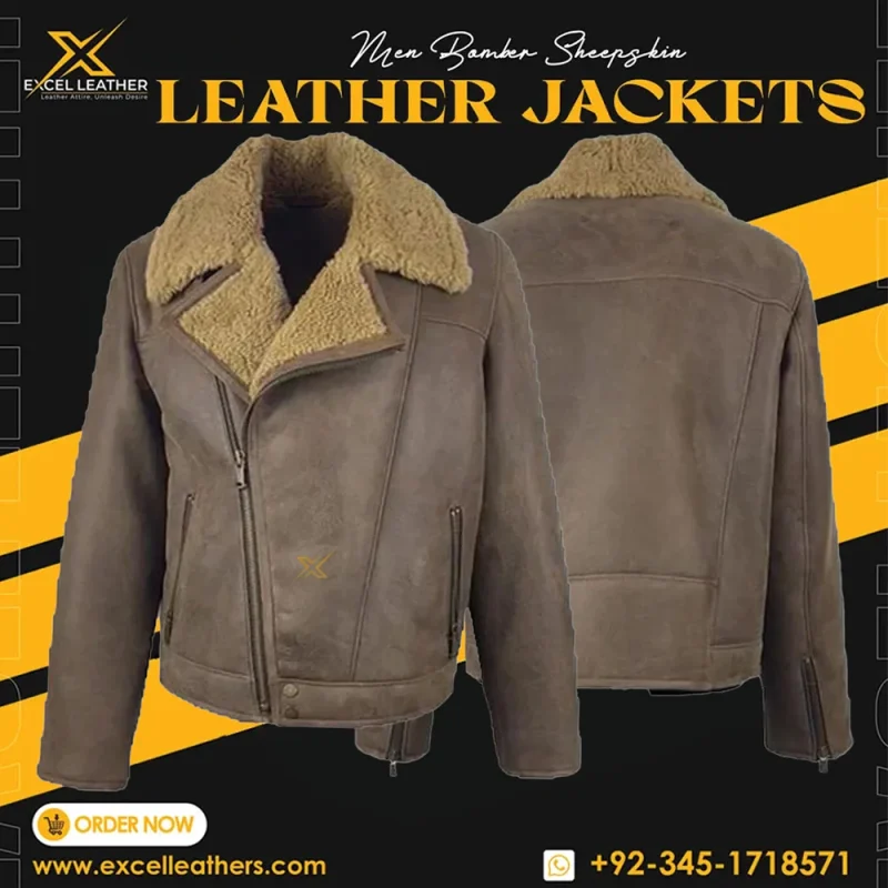 Carter’s Brown Shearling Biker Jacket - Wholesale boho from Excel Leathers, Pakistan