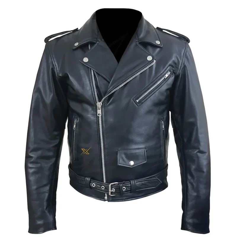 Classic Black Cowhide Leather Motorcycle Jacket - Wholesale boho from Excel Leathers, Pakistan