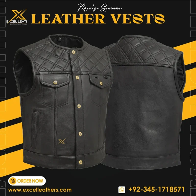 Men’s RNF Himari Easy-Fit Black Motorcycle Vest - Wholesale boho from Excel Leathers, Pakistan