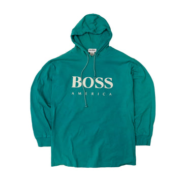 Vintage BOSS America Teal Hooded Pullover Sweatshirt Size M - Wholesale 80s from F as in Frank Vintage, Canada