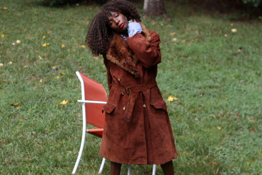 Vintage 70s Wild 'N' Woolly Sheepskin Coat | Rust Suede Penny Lane - Wholesale designer from Fashion and Fables, Germany