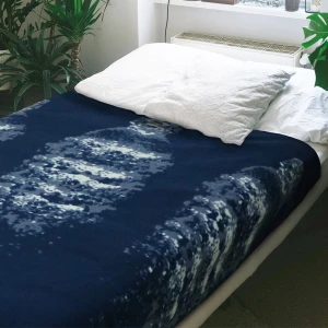 100% Recycled Polyester Bottles Printed Fleece Blanket - I Love Recycling (Navy) - Wholesale budget from Fashion Hometex, Thailand