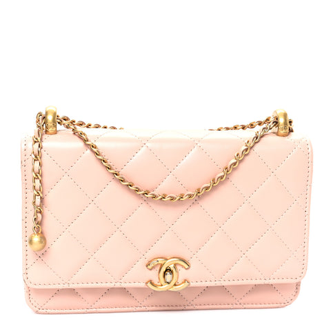 Calfskin Quilted Perfect Fit Wallet On Chain WOC Light Pink - Wholesale bags from FASHIONPHILE, United States