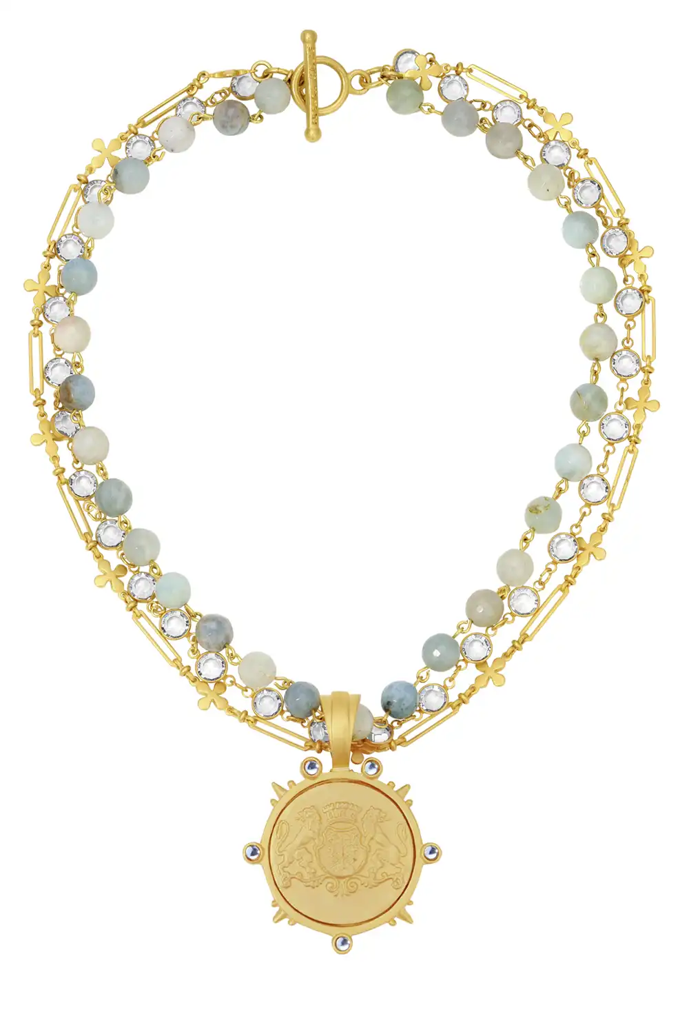 Adele Necklace Aquamarine Multistrand Statement Necklace - Wholesale boho from French Kande, United States