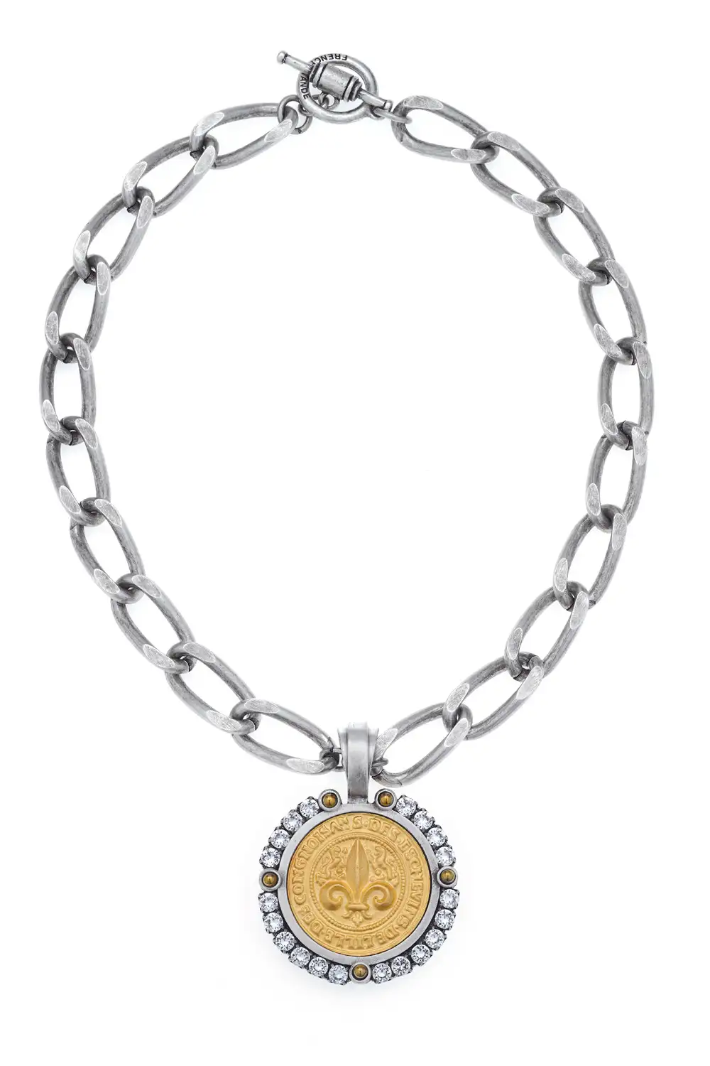 Josephine Necklace – St Tropez Mixed Metal Chain Necklace with Medallion - Wholesale boho from French Kande, United States