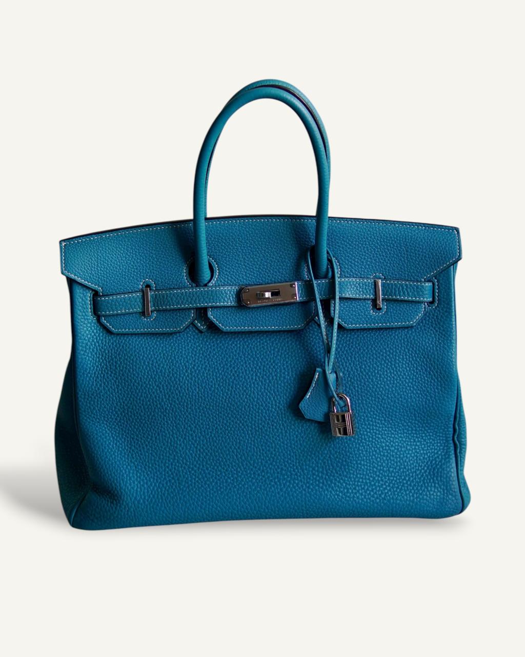 Bolsa Hermès Birkin 35 Togo bleu Jeans com Ferragens Palladium - Wholesale bags from Front Row, Brazil