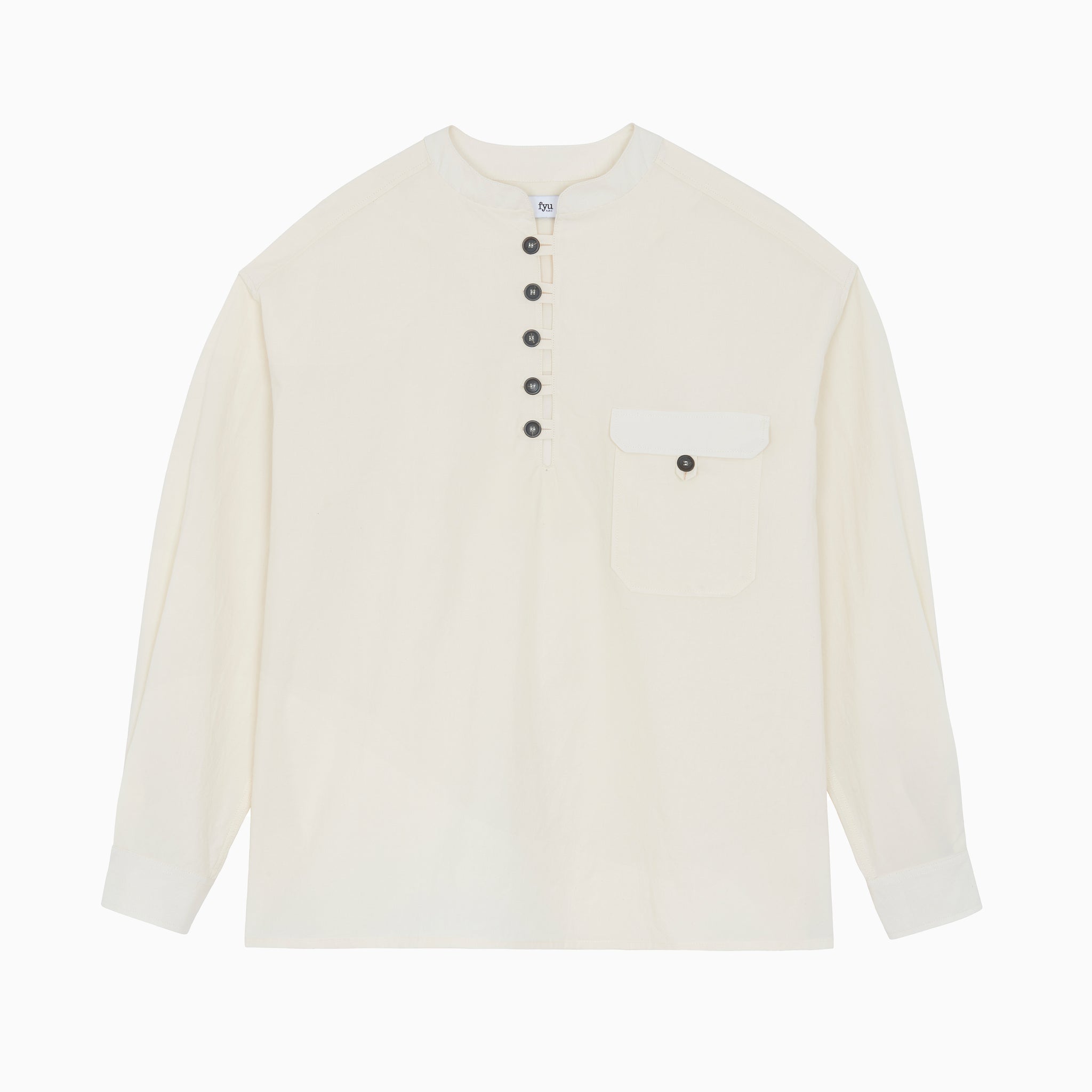 Jane Ecru Collarless Shirt - Wholesale boutique from FYU PARIS, France