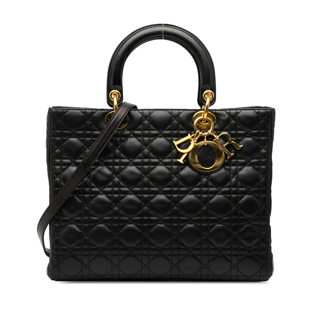 Dior Lady Dior Cannage Grand Cuir d'agneau Noir - Wholesale accessories from Gaby Paris, France