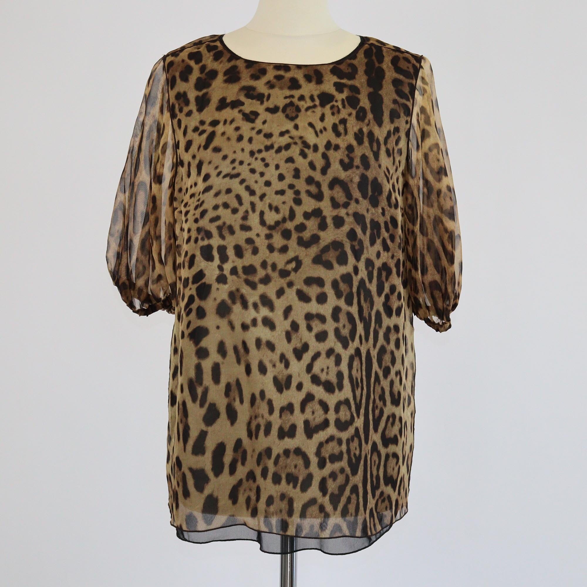 Dolce & Gabbana Brown Leopard Print Short Sleeve Blouse - Wholesale accessories from Garderobe, United Arab Emirates