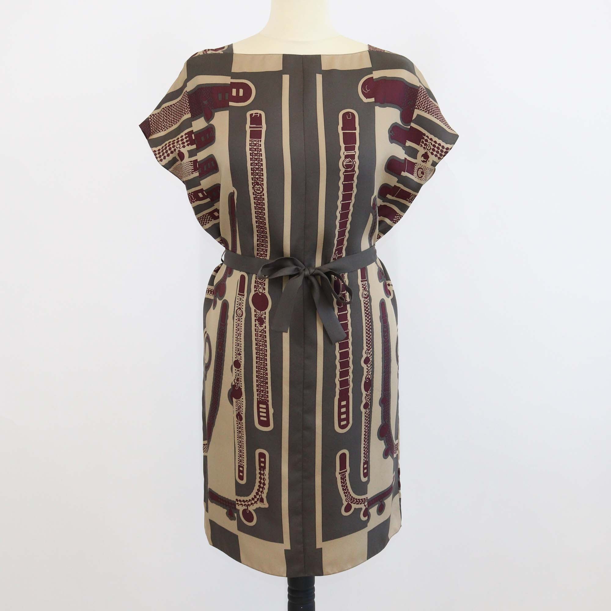 Hermes Tricolor Silk Le Tresor De Medor Rayure Print Belted Tunic Dress - Wholesale 00s from Garderobe, United Arab Emirates