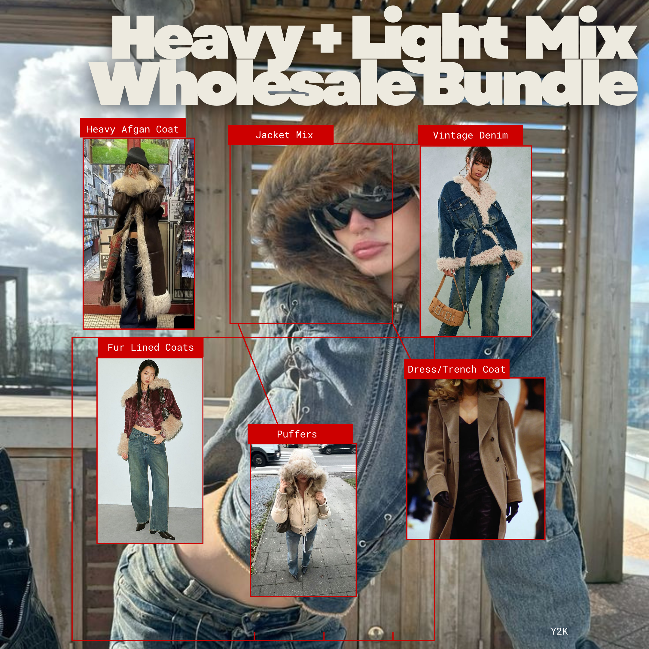 Heavy + Light Jackets Mix Wholesale Bundle - Wholesale retro from Girl Vintage Wholesale, United Kingdom