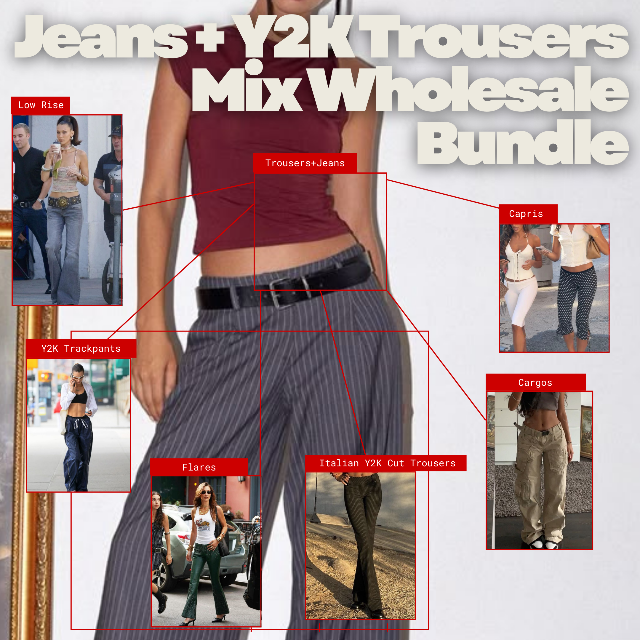Jeans + Y2K Trousers Mix Wholesale Bundle - Wholesale retro from Girl Vintage Wholesale, United Kingdom