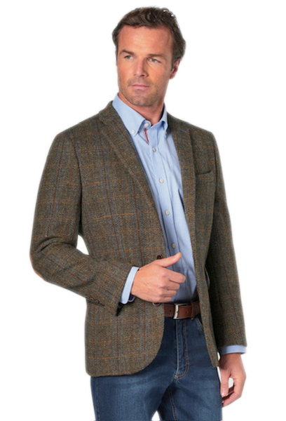 Sumburgh Tailored Jacket, Brown Mix Herringbone Overcheck Harris Tweed - Wholesale eclectic from Harris Tweed Shop, United Kingdom