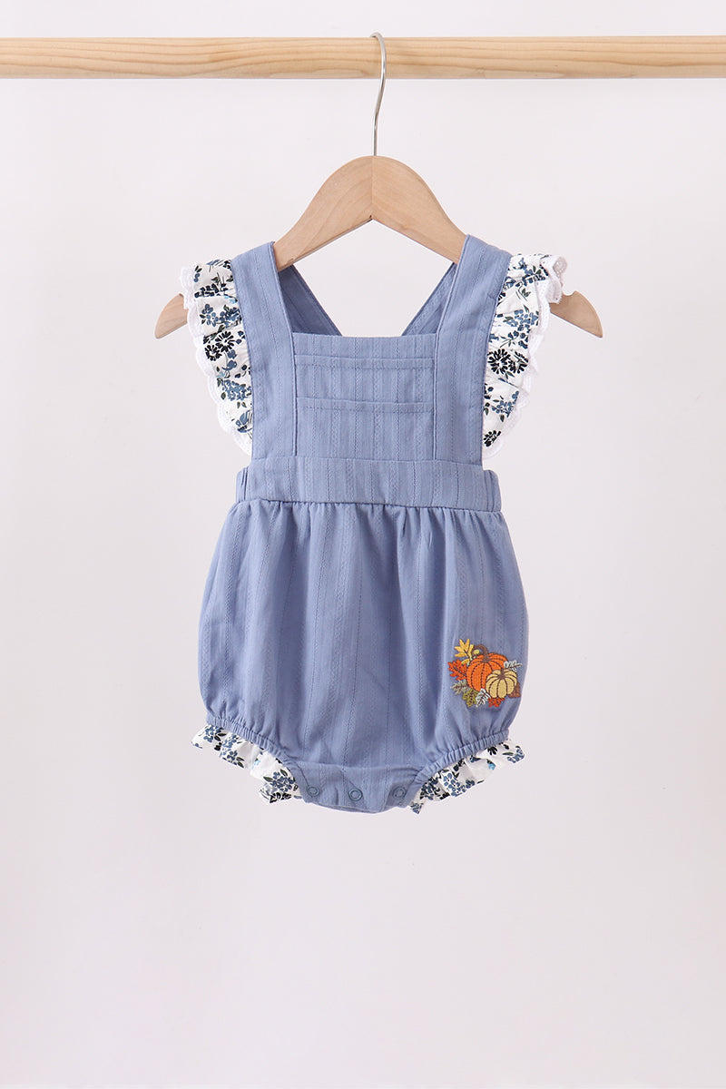 Blue pumpkin embroidery lace ruffle bubble - Wholesale boho from Honeydew USA, United States
