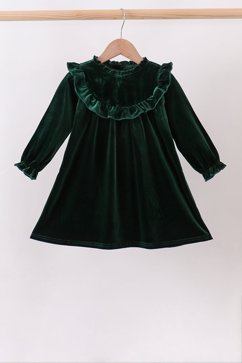 Forest velvet Ruffle Dress - Wholesale boho from Honeydew USA, United States
