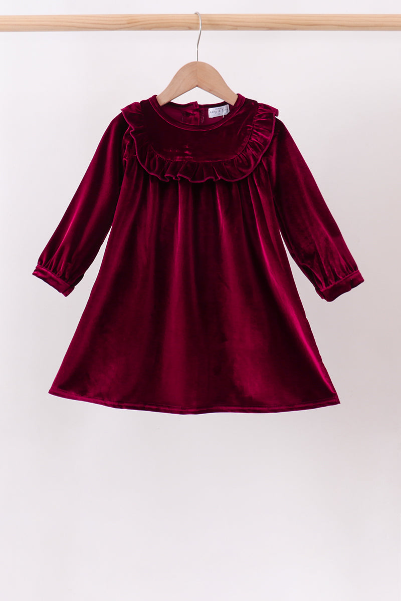 Maroon velvet ruffle dress - Wholesale boho from Honeydew USA, United States