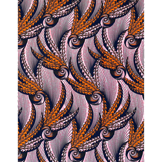 African Print Fabric/ Ankara - Orange, Pink 'What Bends Does Not Break,' YARD - Wholesale boho from House Of Mami Wata, United States