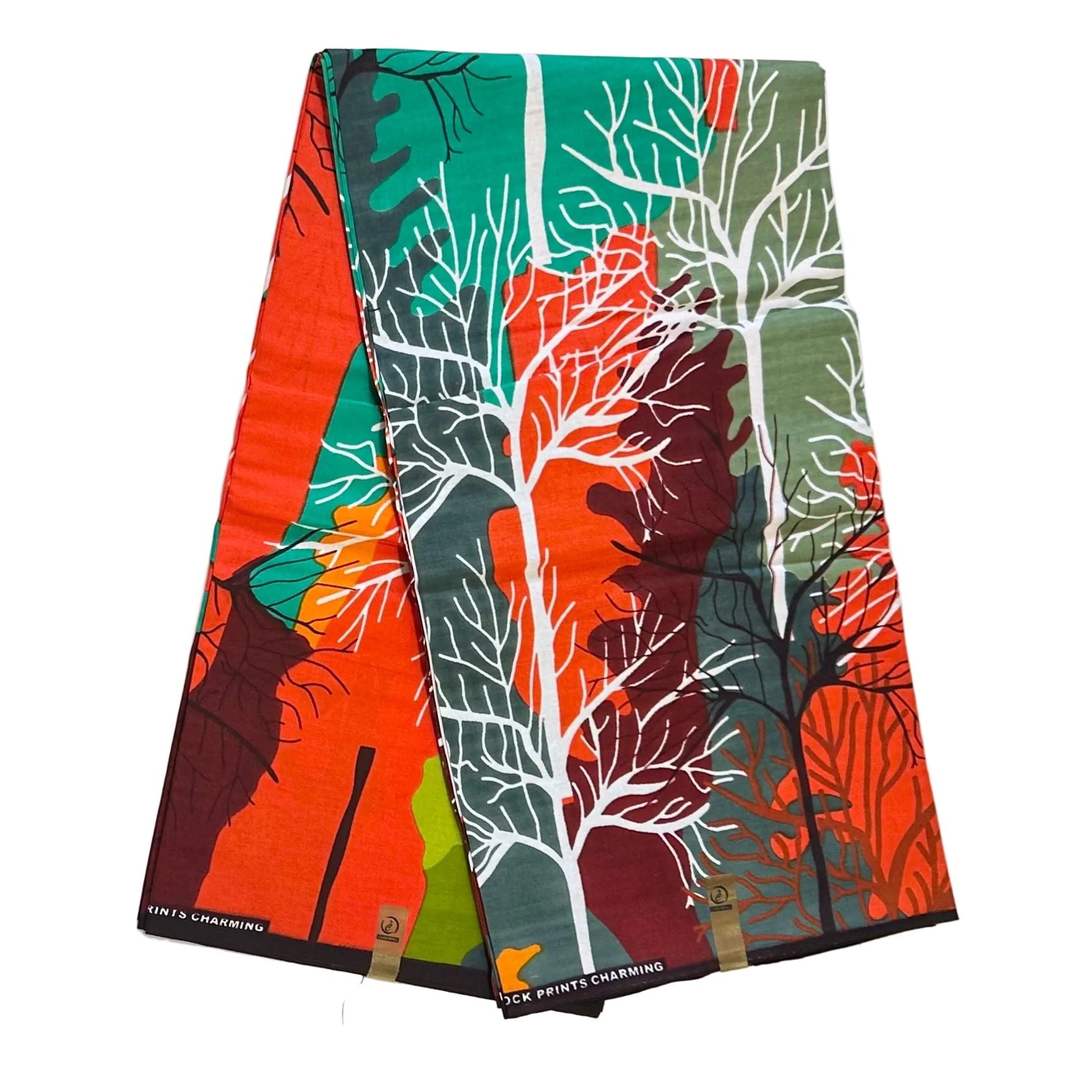 African Print Fabric/ Ankara - Orange, Shades Green, Brown 'Isime Tropic', Yard or Wholesale - Wholesale boho from House Of Mami Wata, United States