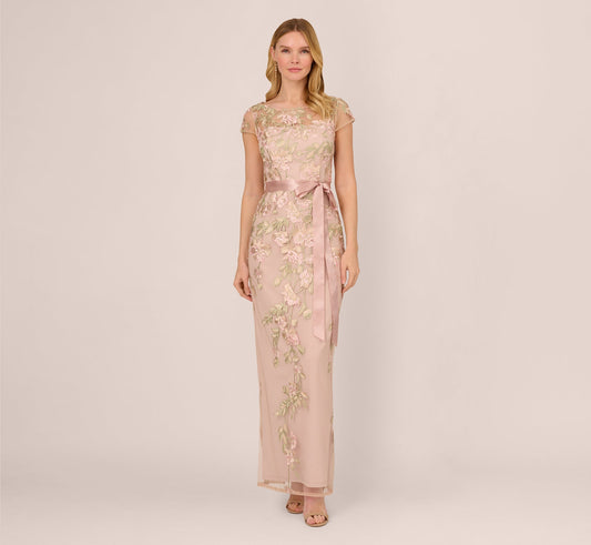 Illusion Floor-Length Chiffon Occasion Sheath/Column Adrianna Papell AP1E201621 - Wholesale designer from Immediate Apparel, United States