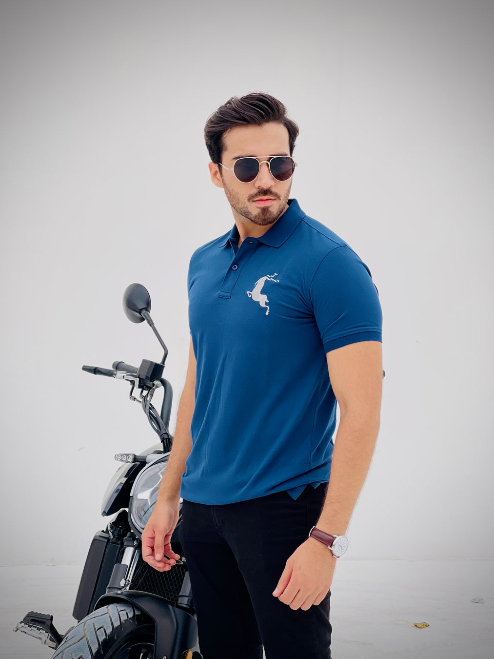 Interjacq Mens Polo - Blue - Regular Fit - IM103 - Wholesale boho from Interjacq, Pakistan