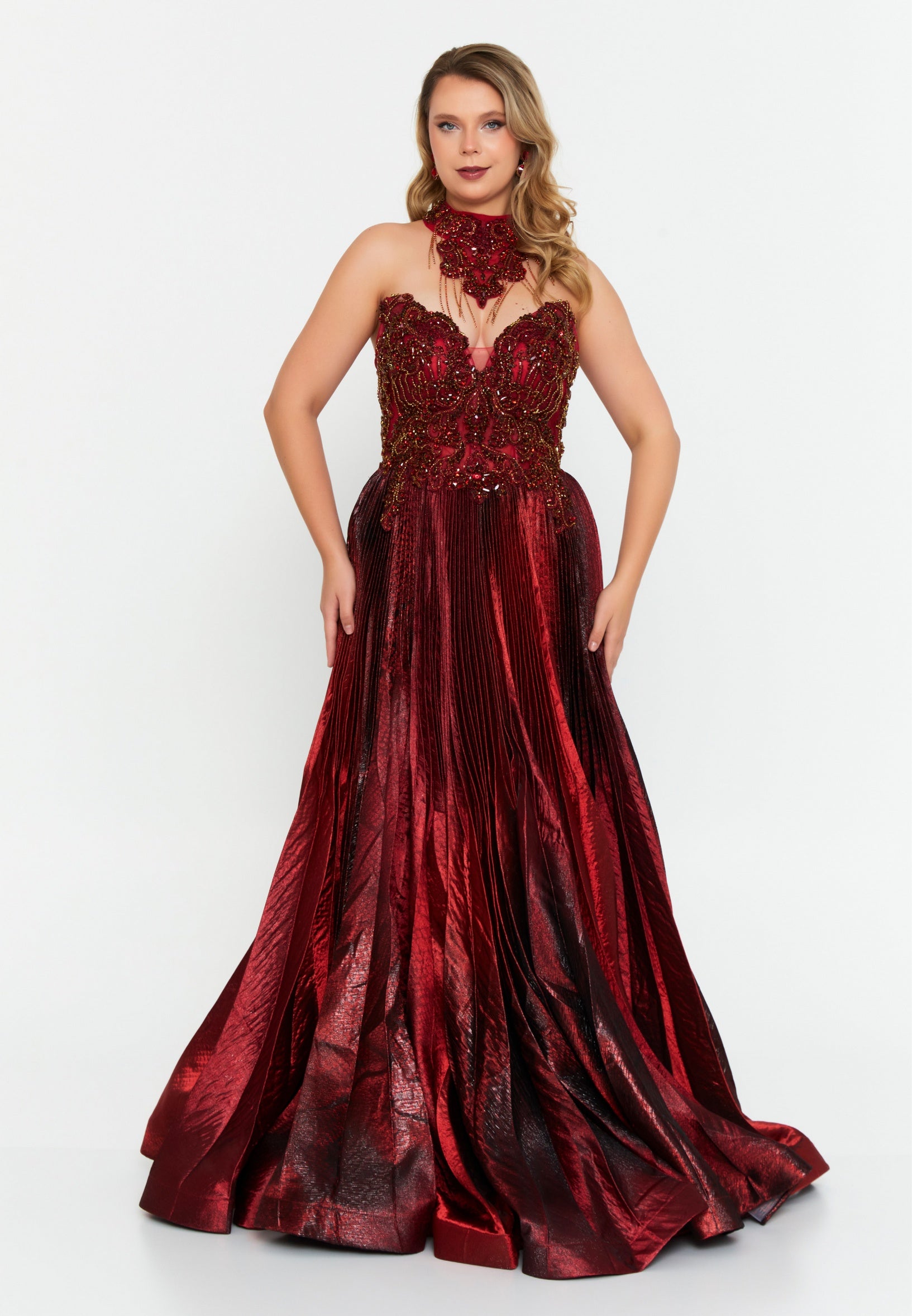 Sleeveless Maxi Polyester A - Line Regular Prom Dress mtc1905 - Wholesale accessories from Istanbul Fashion Center, Turkey