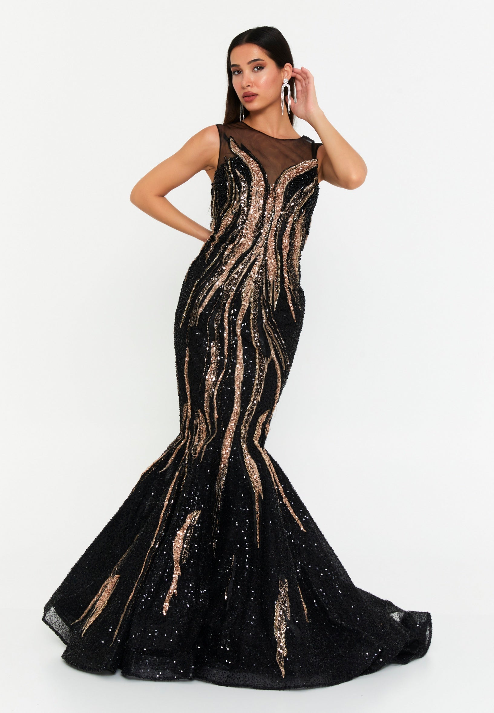 Sleeveless Maxi Tulle Fit & Flare Regular Prom Dress mti1901 - Wholesale accessories from Istanbul Fashion Center, Turkey