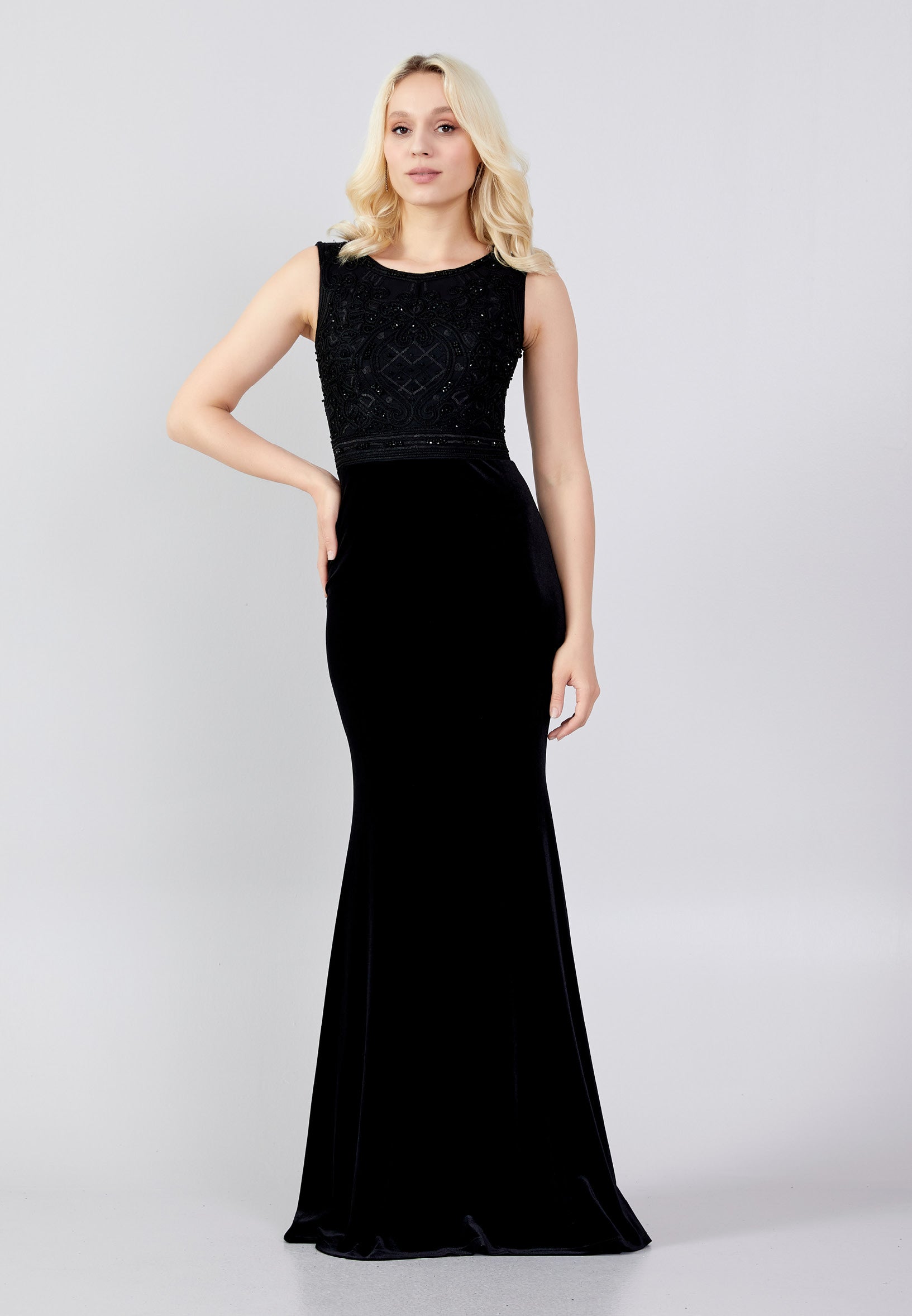 Sleeveless Maxi Velvet Column Regular Evening Dress frc4334 - Wholesale accessories from Istanbul Fashion Center, Turkey