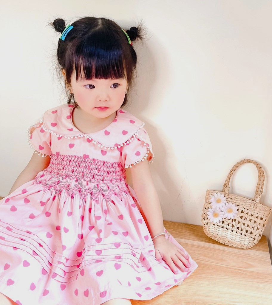 Baby Flower Pattern White Sleeveless Smocked Dress - Wholesale boho from K-Embroidery, Vietnam