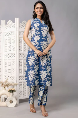 Blue Heaven Floral Co-ord Set - Wholesale boho from Keeyara, India