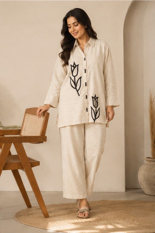 Ivory Bloom Co-ord Set - Wholesale boho from Keeyara, India