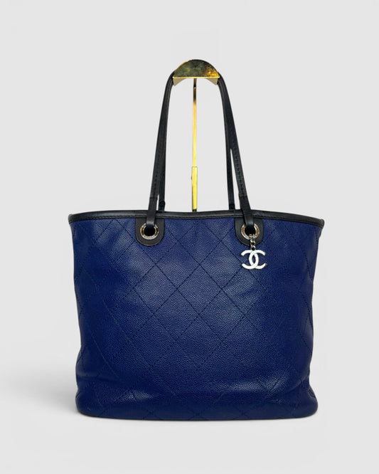 Chanel Leather Navy Blue Quilted "Fever" Shopping Tote - Wholesale boutique from Kit’s Boutique, United States