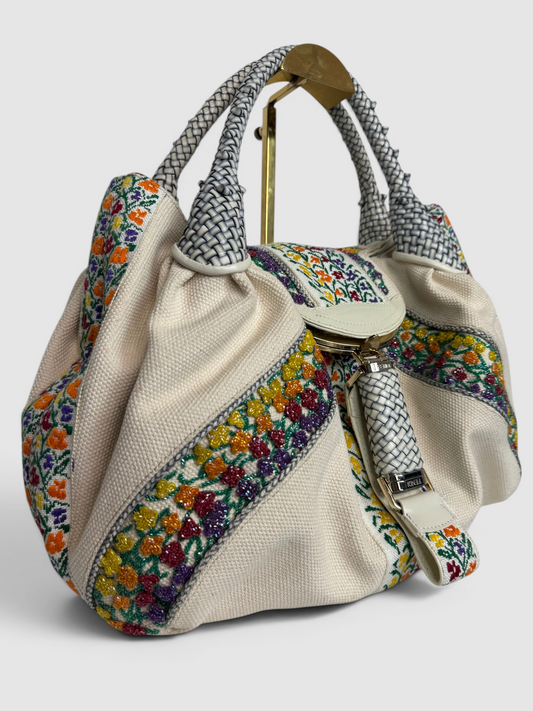 Fendi Cream Canvas Floral Bead Borsa Spy Bag - Wholesale boutique from Kit’s Boutique, United States