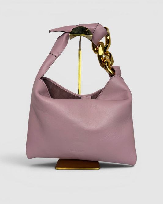 JW Anderson Pink Thick Gold Chain Knot Tie Strap Tote Bag - Wholesale boutique from Kit’s Boutique, United States