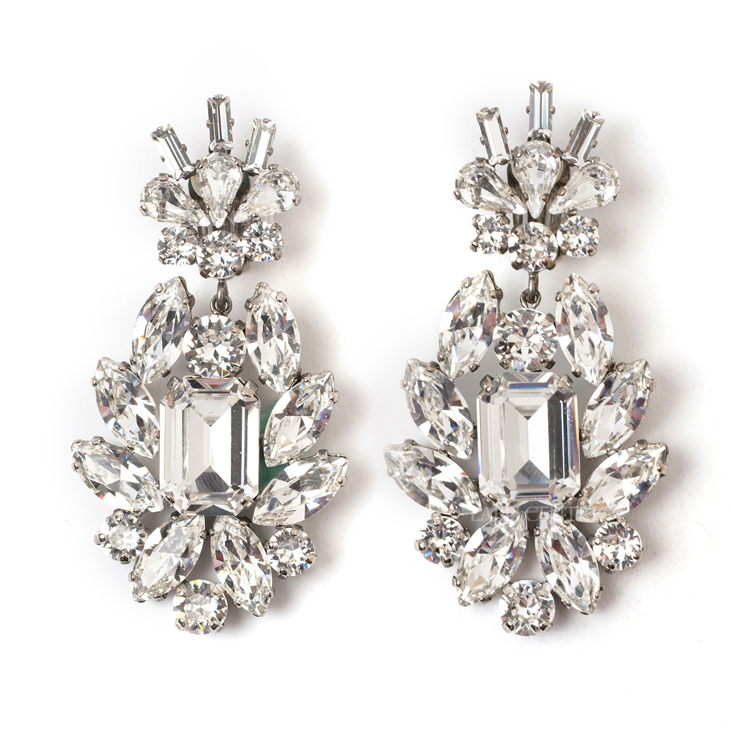 Dolce & Gabbana Crystal Flower Silver Tone Clip On Earrings - Wholesale accessories from LabelCentric Luxury Enterprises Pvt. Ltd., India