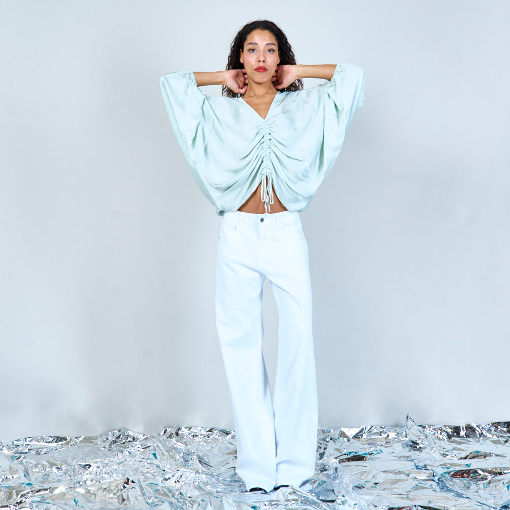 Ruched crop blouse with drawstring - Wholesale accessories from LEIVIP, Italy