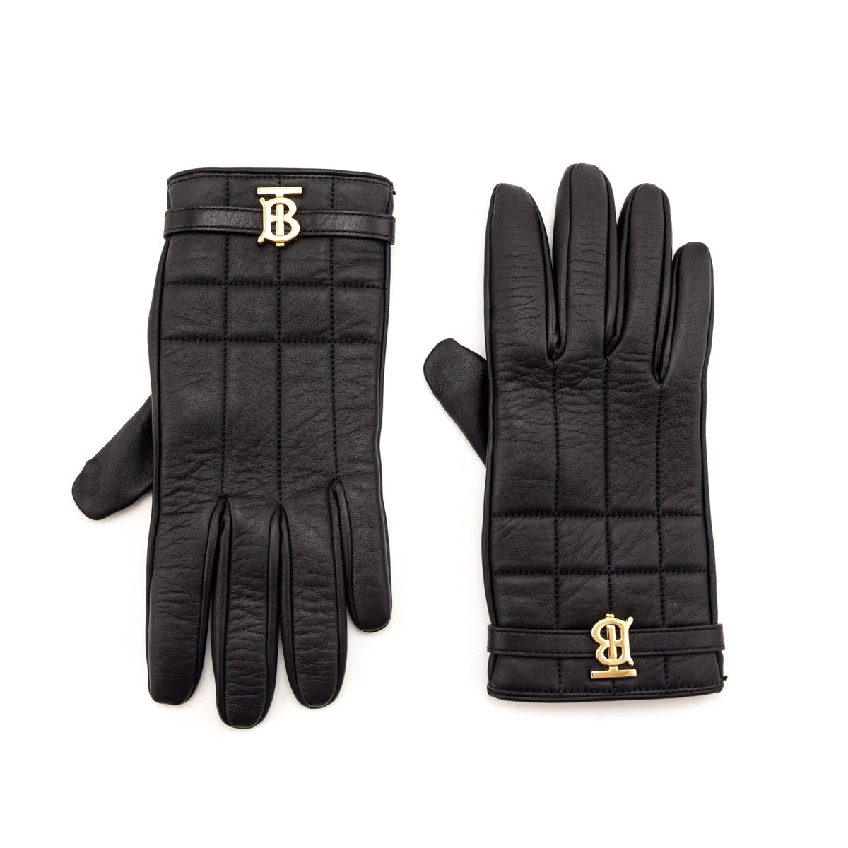 Burberry Black Leather Victoria Check Quilted Gloves - Wholesale accessories from Love that Bag etc, Canada