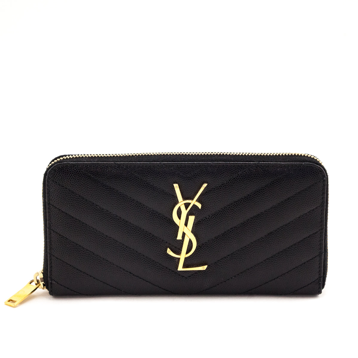 Saint Laurent Black Grain De Poudre Cassandre Zip Around Wallet - Wholesale accessories from Love that Bag etc, Canada
