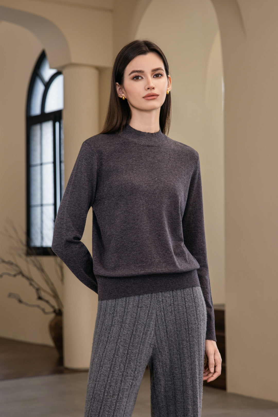 25217 Mockneck Sweater - Wholesale modern from Luna Clothing Collection, Canada