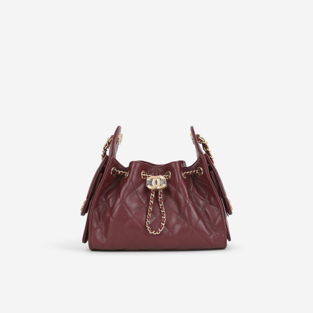 Chanel Mini 25 Hobo - Burgundy Calfskin | Gold Hardware - Wholesale accessories from Lux Second Chance, Canada