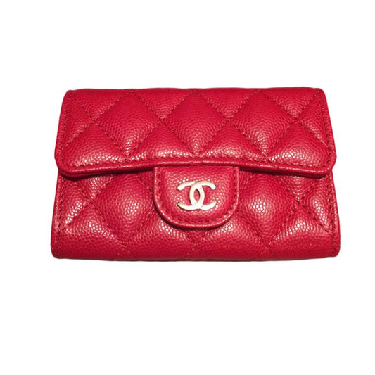 Chanel CC Logo Red Caviar Leather Classic Flap Wallet - Wholesale accessories from Luxica, United States