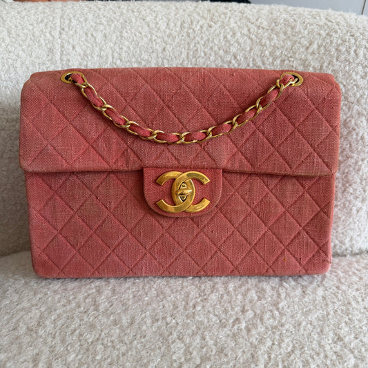 Pre-Owned Pink Matelassé Denim Maxi Single Flap - Wholesale designer from Luxury Exchange, Ireland