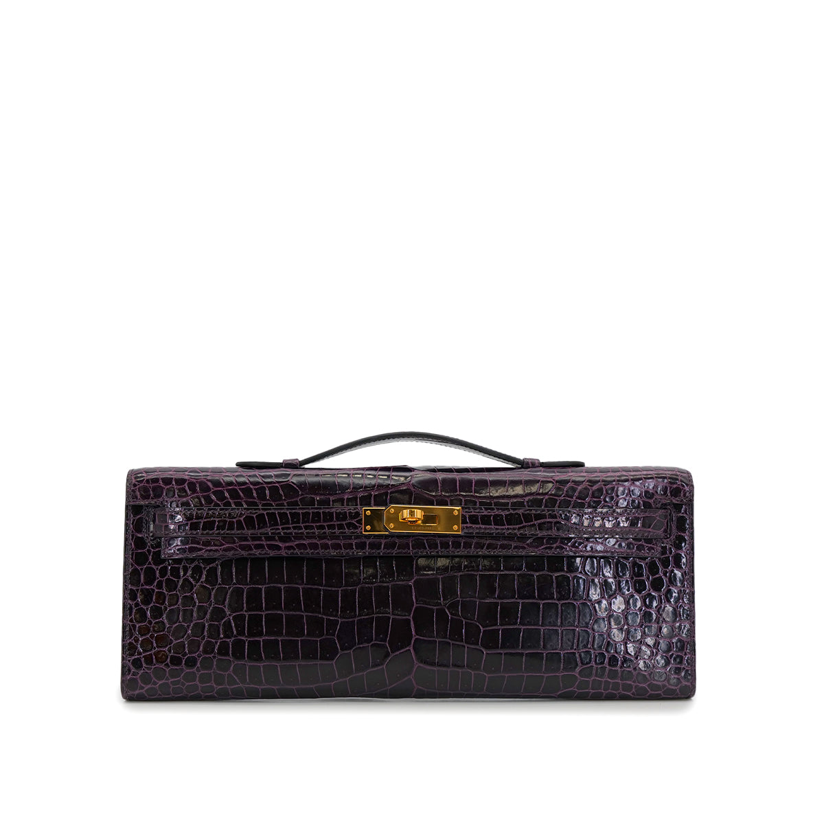 HERMES KELLY CUT AUBERGINE CROCODILE POROSUS HAND BAG 2019 D STAMP GOLD HARDWARE - Wholesale bags from Luxury Promise, United Kingdom