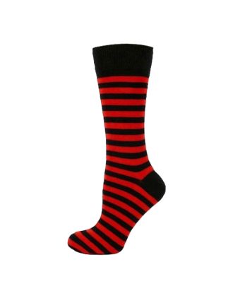 Ladies Ankle Black And Red Thin Stripe Socks - Wholesale accessories from Macahel, United Kingdom