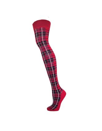 Red Check Design Over the Knee Socks - Wholesale accessories from Macahel, United Kingdom