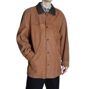 (XL) Vintage 90s Camel Brown Minimalist Leather Mens Coat Size Extra Large - Wholesale casual from Magic X Kale, 
